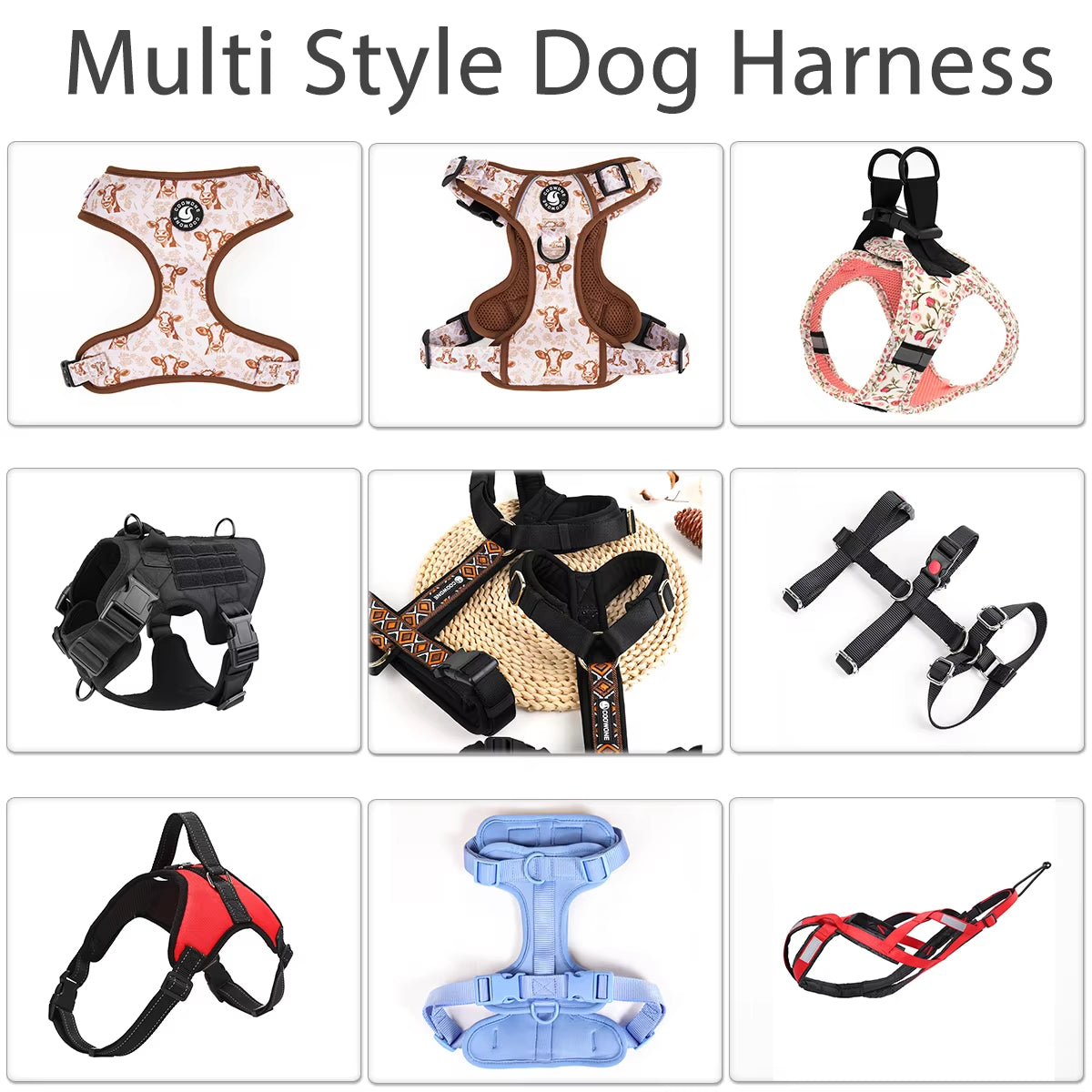 Custom Unique Harness and Leash Dog Harness Set Twill Dog Collar Leash Pet Leashes and Collars Set Pet Dog Accessories Supplies