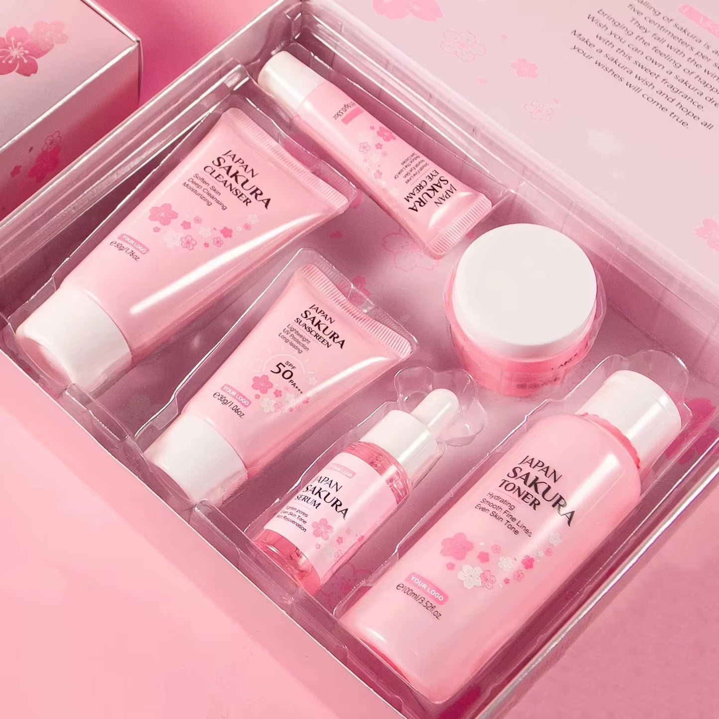 Wholesale Japan Sakura Skin Care Products Vegan Skin Care Set 6Pcs Hydrating Anti-Aging Brightening Repairing Set