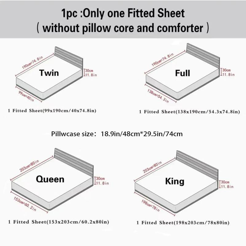 Solid Color Quilted Fitted Sheet without Pillowcase, 1/2 Counts/Set Soft Comfortable Breathable Fitted Sheet, Bedding Supplies for Home Bedroom Hotel
