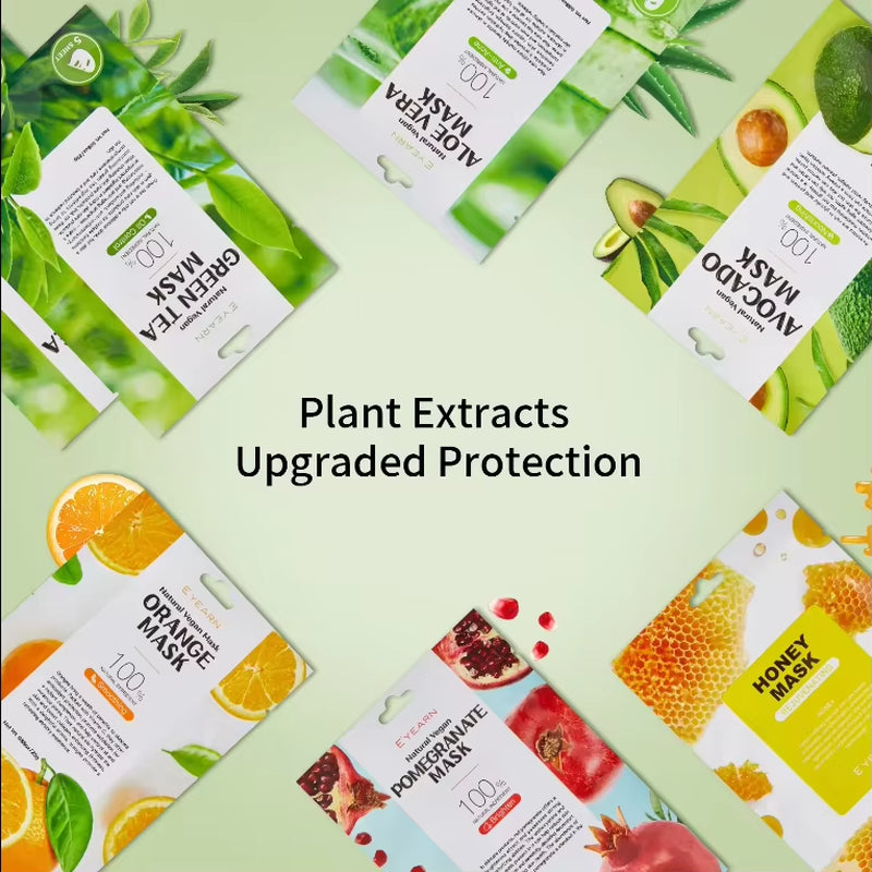 Ready to Ship Boxed Fruit Facial Mask 5Pc Natural Plant Essence Mild Face Skincare Variety Mask Set Korean Ingredient Sheet Mask