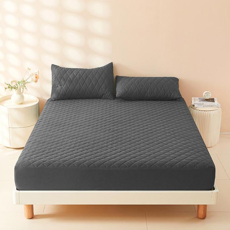 Solid Color Quilted Fitted Sheet without Pillowcase, 1/2 Counts/Set Soft Comfortable Breathable Fitted Sheet, Bedding Supplies for Home Bedroom Hotel