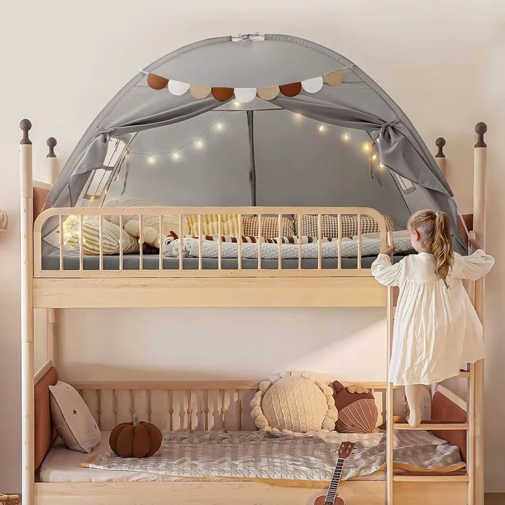Portable Breathable Kids Bed Tent with Blackout & Dream Features for Baby Crib Mosquito Net Drafty Room in Black Color