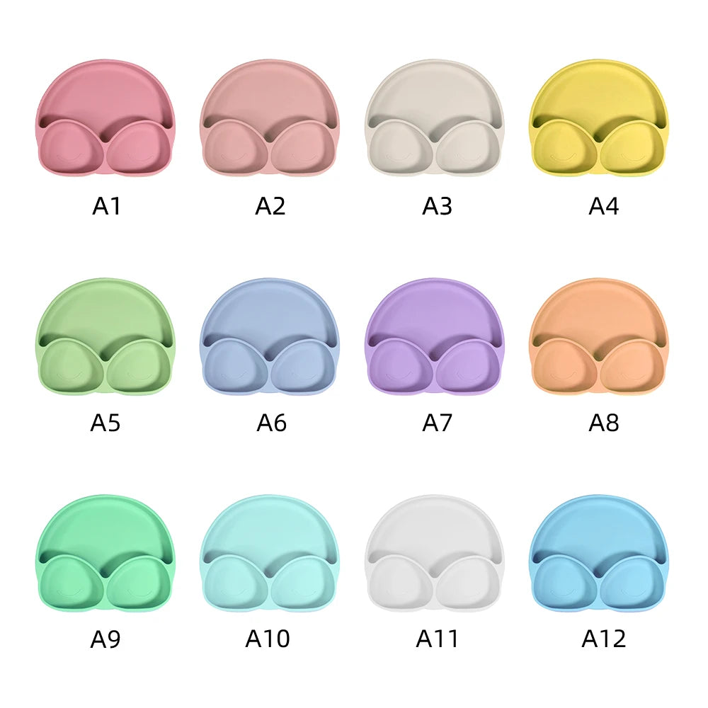 Kids Weaning Products Silicone Tableware Plate Bowl Spoon Fork Bebes Dishe Baby Feeding Sets Supplies for Reborn Baby