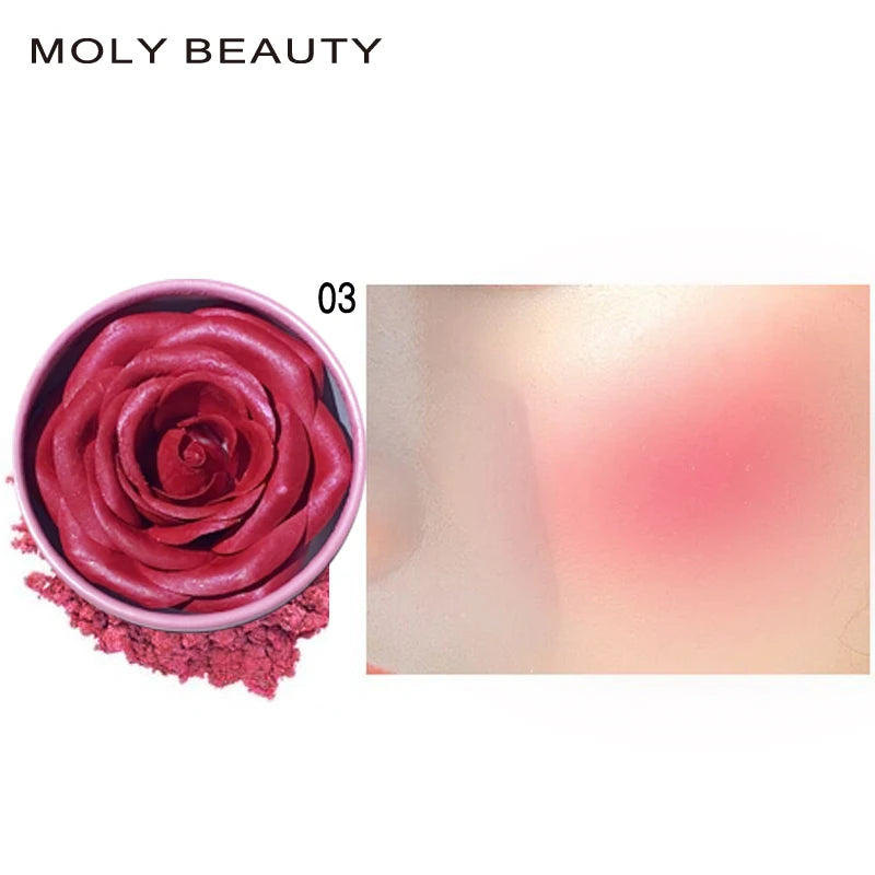 Wholesale Private Label Shimmer Glitter 3D Rose Blush Highlighter Check&Body Blusher Long Lasting Makeup