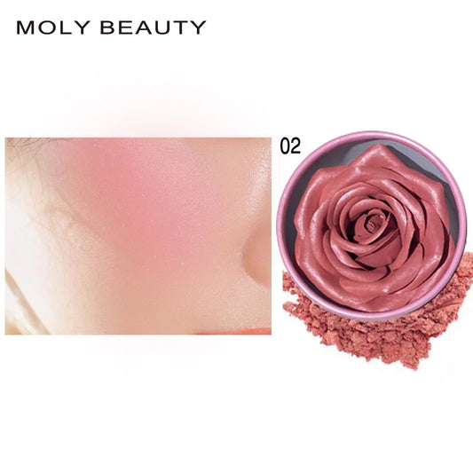 Wholesale Private Label Shimmer Glitter 3D Rose Blush Highlighter Check&Body Blusher Long Lasting Makeup