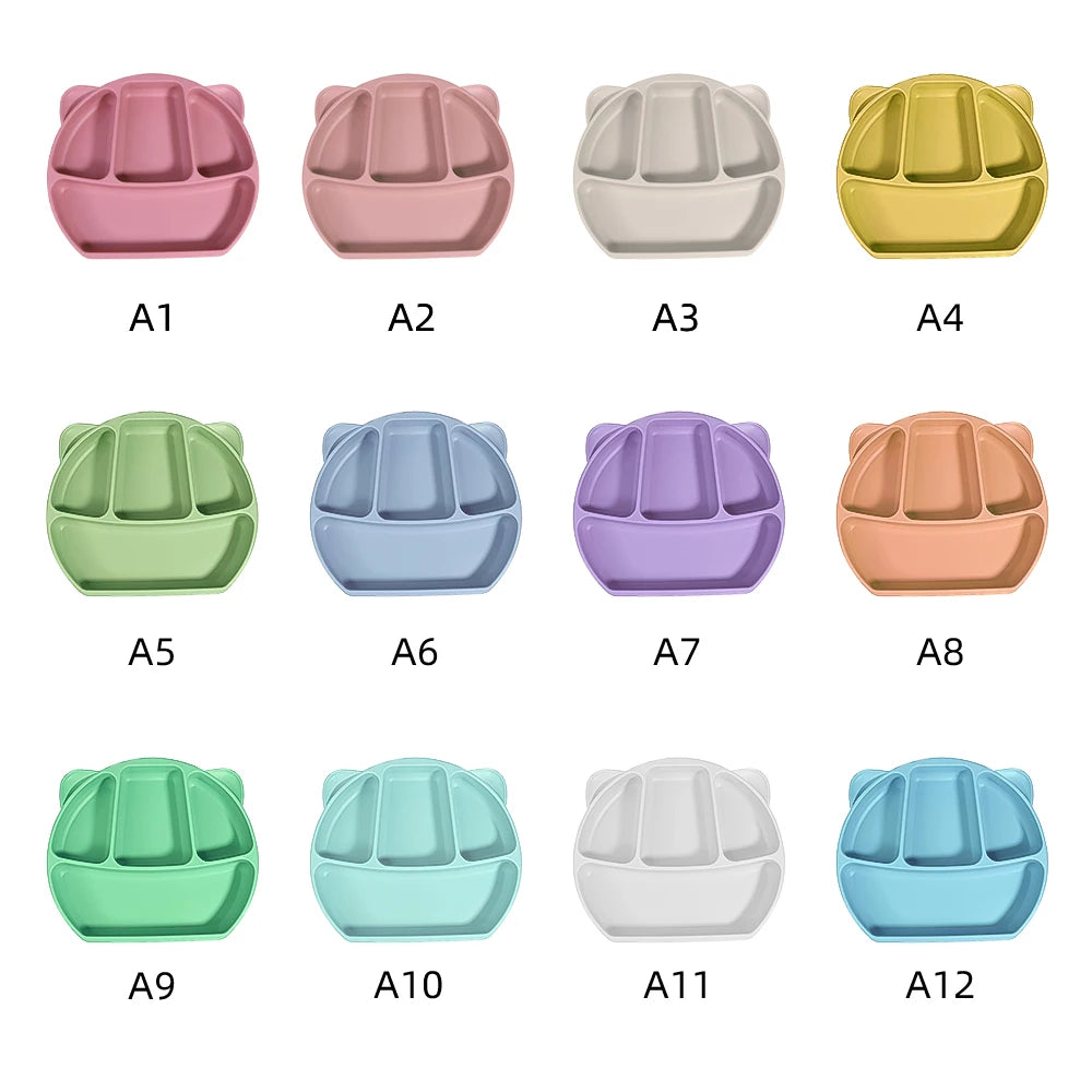 Kids Weaning Products Silicone Tableware Plate Bowl Spoon Fork Bebes Dishe Baby Feeding Sets Supplies for Reborn Baby