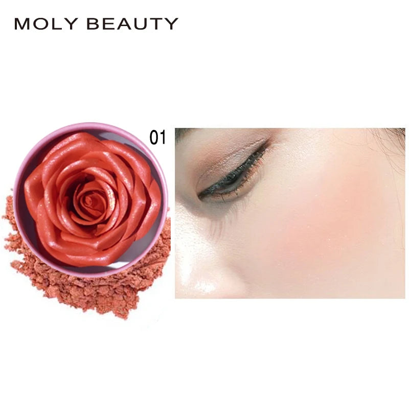 Wholesale Private Label Shimmer Glitter 3D Rose Blush Highlighter Check&Body Blusher Long Lasting Makeup