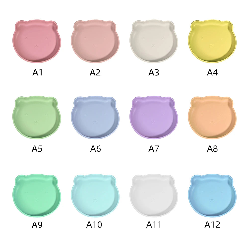 Kids Weaning Products Silicone Tableware Plate Bowl Spoon Fork Bebes Dishe Baby Feeding Sets Supplies for Reborn Baby