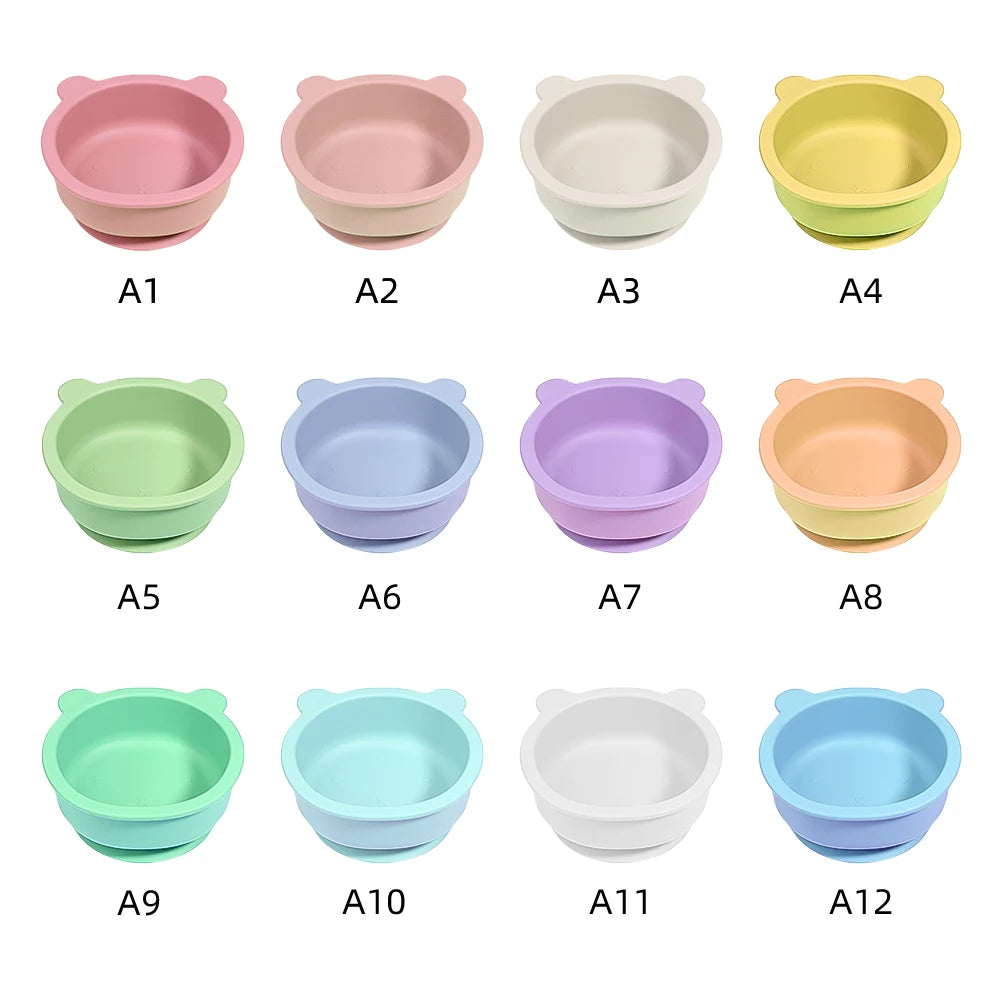 Kids Weaning Products Silicone Tableware Plate Bowl Spoon Fork Bebes Dishe Baby Feeding Sets Supplies for Reborn Baby