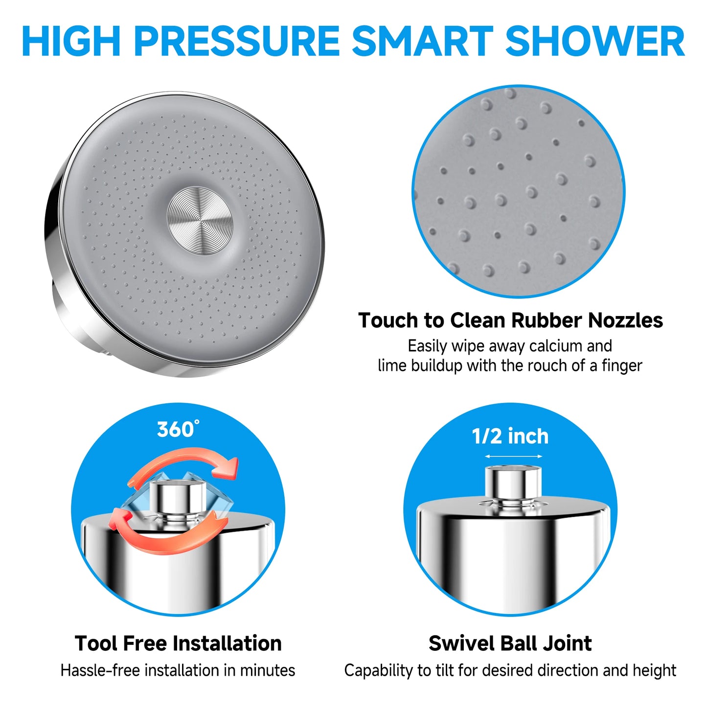 Black Shower Head with Water Softener - Shower Filter Removes Toxic Chemicals and 98% Chlorine - High Pressure Hard Water Filter
