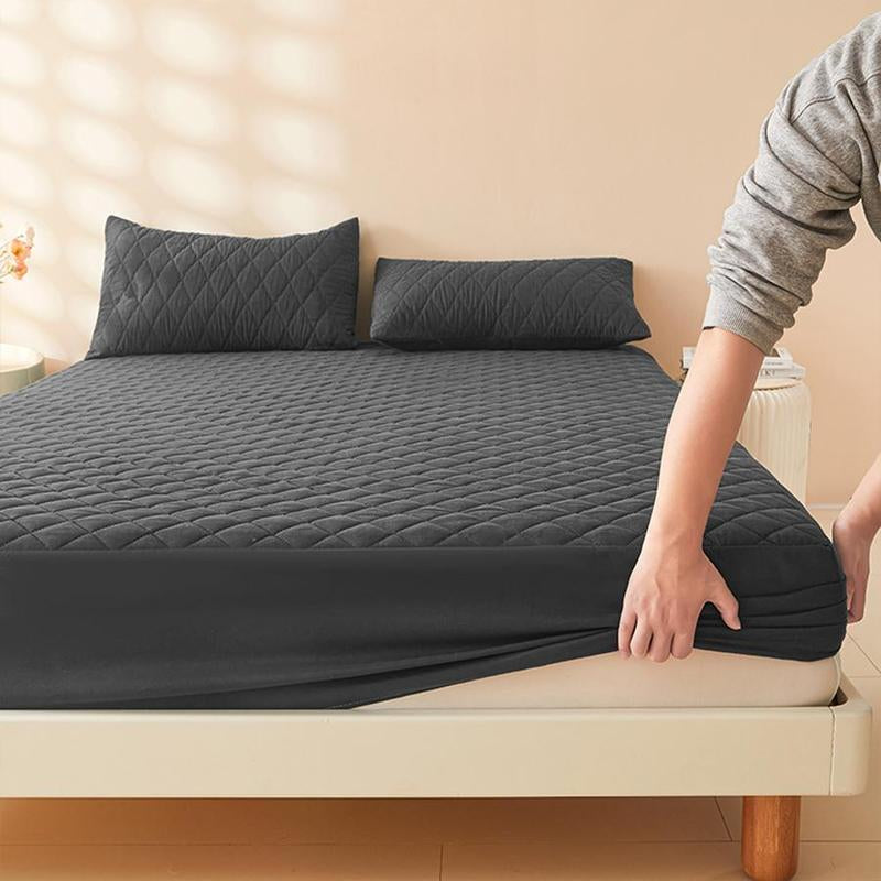 Solid Color Quilted Fitted Sheet without Pillowcase, 1/2 Counts/Set Soft Comfortable Breathable Fitted Sheet, Bedding Supplies for Home Bedroom Hotel