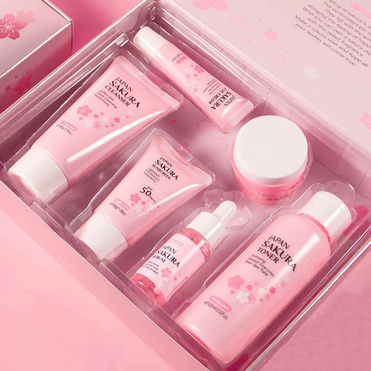 Wholesale Japan Sakura Skin Care Products Vegan Skin Care Set 6Pcs Hydrating Anti-Aging Brightening Repairing Set