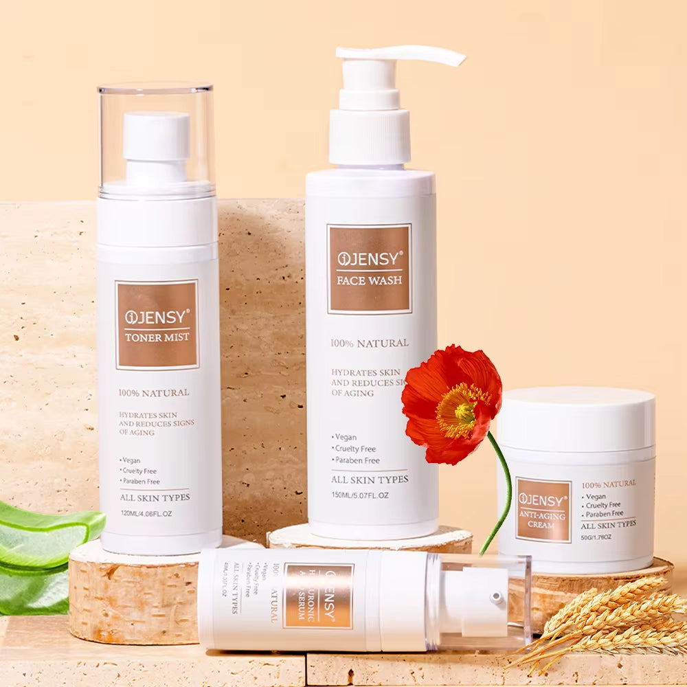 Natural Collagen Skincare Korean Private Label Natural Pure Organic Rice Water Wholesale Anti-Wrinkle Anti-Aging Skin Care Set