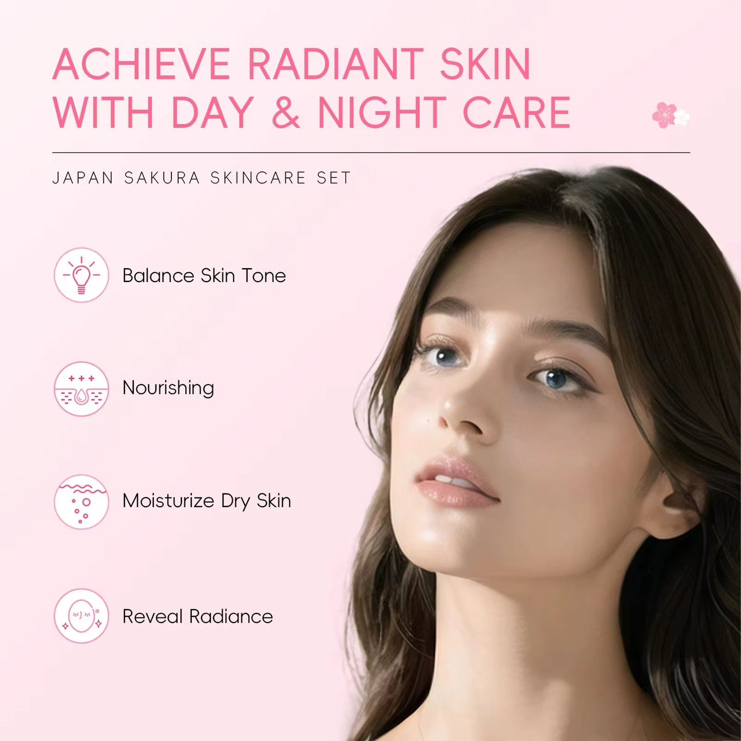 Wholesale Japan Sakura Skin Care Products Vegan Skin Care Set 6Pcs Hydrating Anti-Aging Brightening Repairing Set