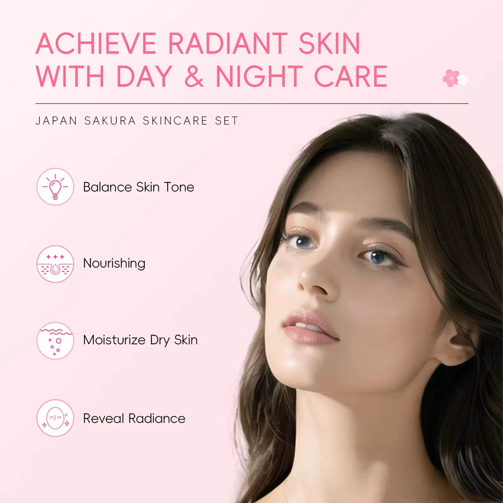 Wholesale Japan Sakura Skin Care Products Vegan Skin Care Set 6Pcs Hydrating Anti-Aging Brightening Repairing Set
