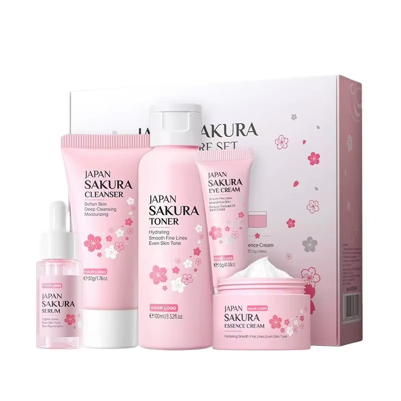 Wholesale Japan Sakura Skin Care Products Vegan Skin Care Set 6Pcs Hydrating Anti-Aging Brightening Repairing Set