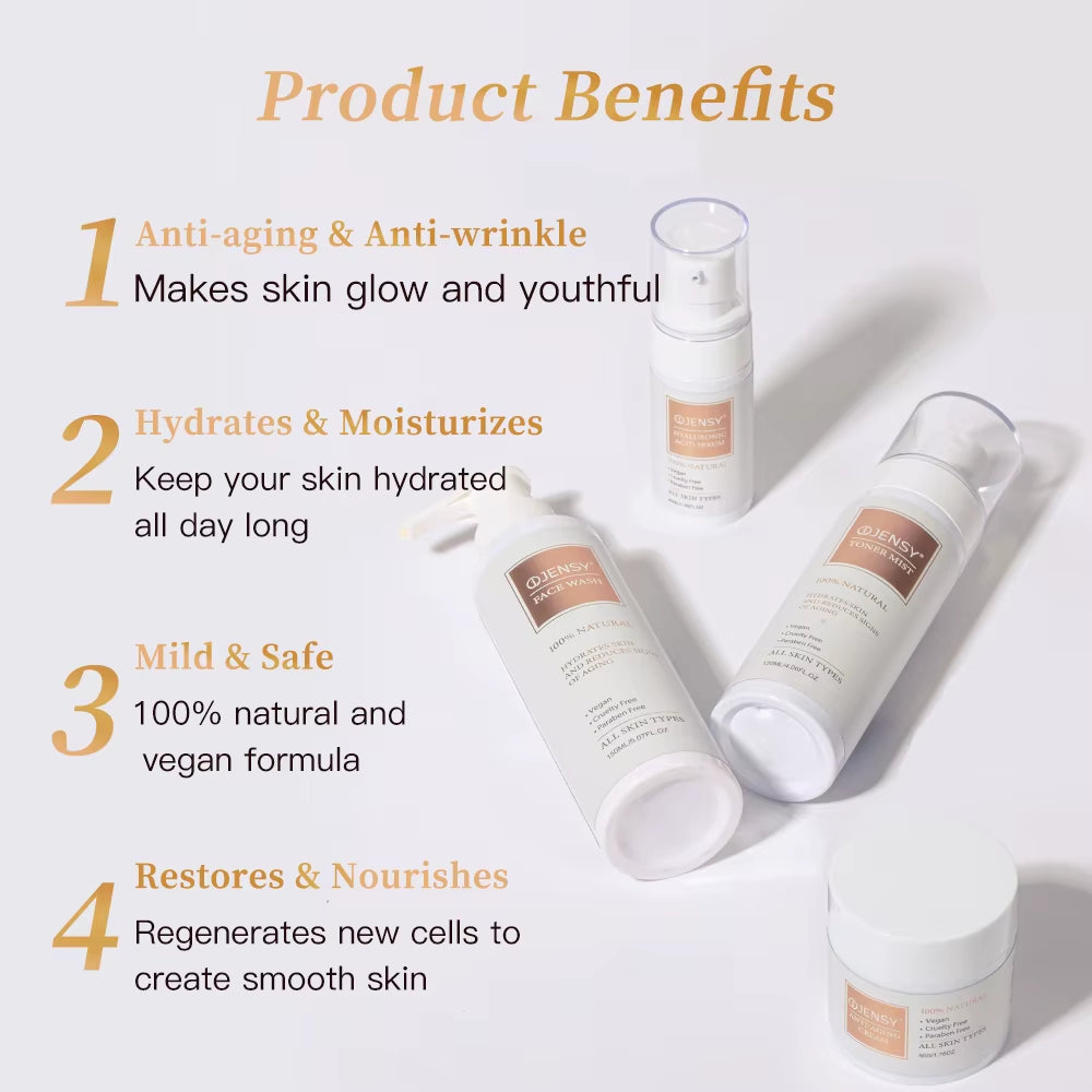 Natural Collagen Skincare Korean Private Label Natural Pure Organic Rice Water Wholesale Anti-Wrinkle Anti-Aging Skin Care Set