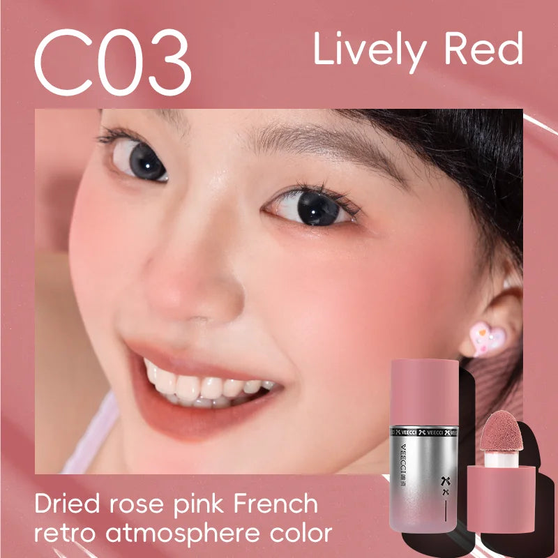 Lady'S Face Beauty Makeup Pink Waterproof Nude Pink Color Liquid Blush