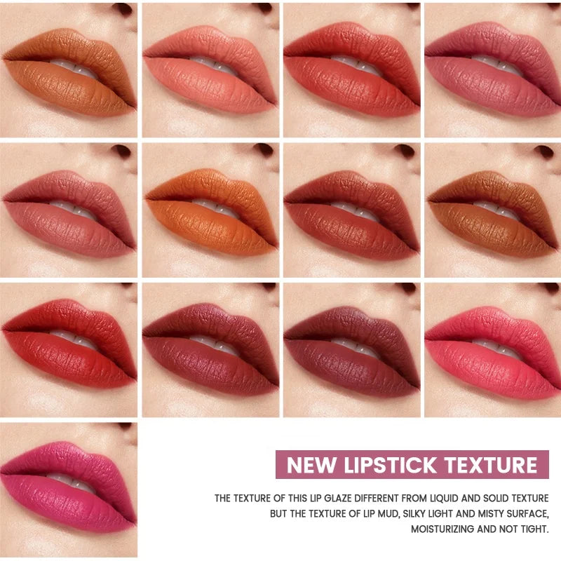 Wholesale Cosmetics High Pigment 14Colors Velvet Matte Liquid Lipstick Set Waterproof Moisturizing Lipgloss Makeup Private Label