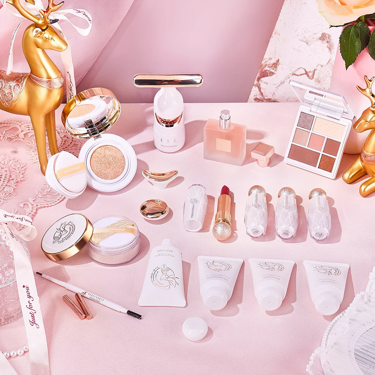 All in One 17Pcs Lip Gloss Eyeshadow Makeup Gift Sets Customized Professional Box Cosmetic Cheap Gift Nude Makeup Set