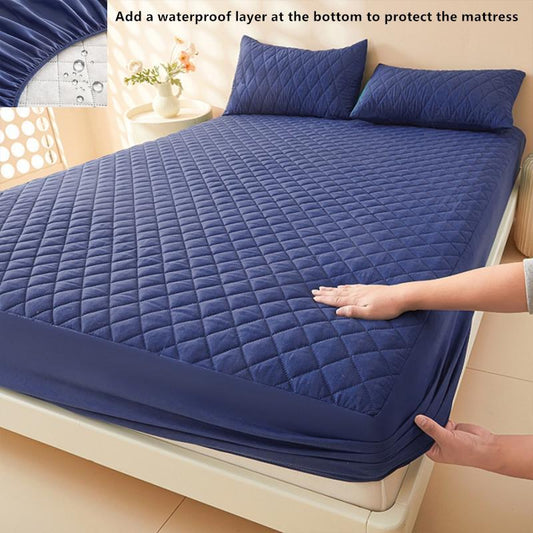 Solid Color Quilted Fitted Sheet without Pillowcase, 1/2 Counts/Set Soft Comfortable Breathable Fitted Sheet, Bedding Supplies for Home Bedroom Hotel