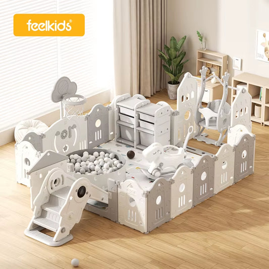 Feelkids New Arrival Indoor Kids' Playpen Foldable HDPE Plastic Fence Hot Sale Playground Playhouses for Park Use