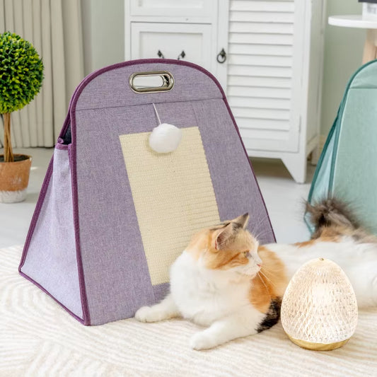 Manufacturer Wholesale Portable Foldable Cat Carrier House with Scratcher